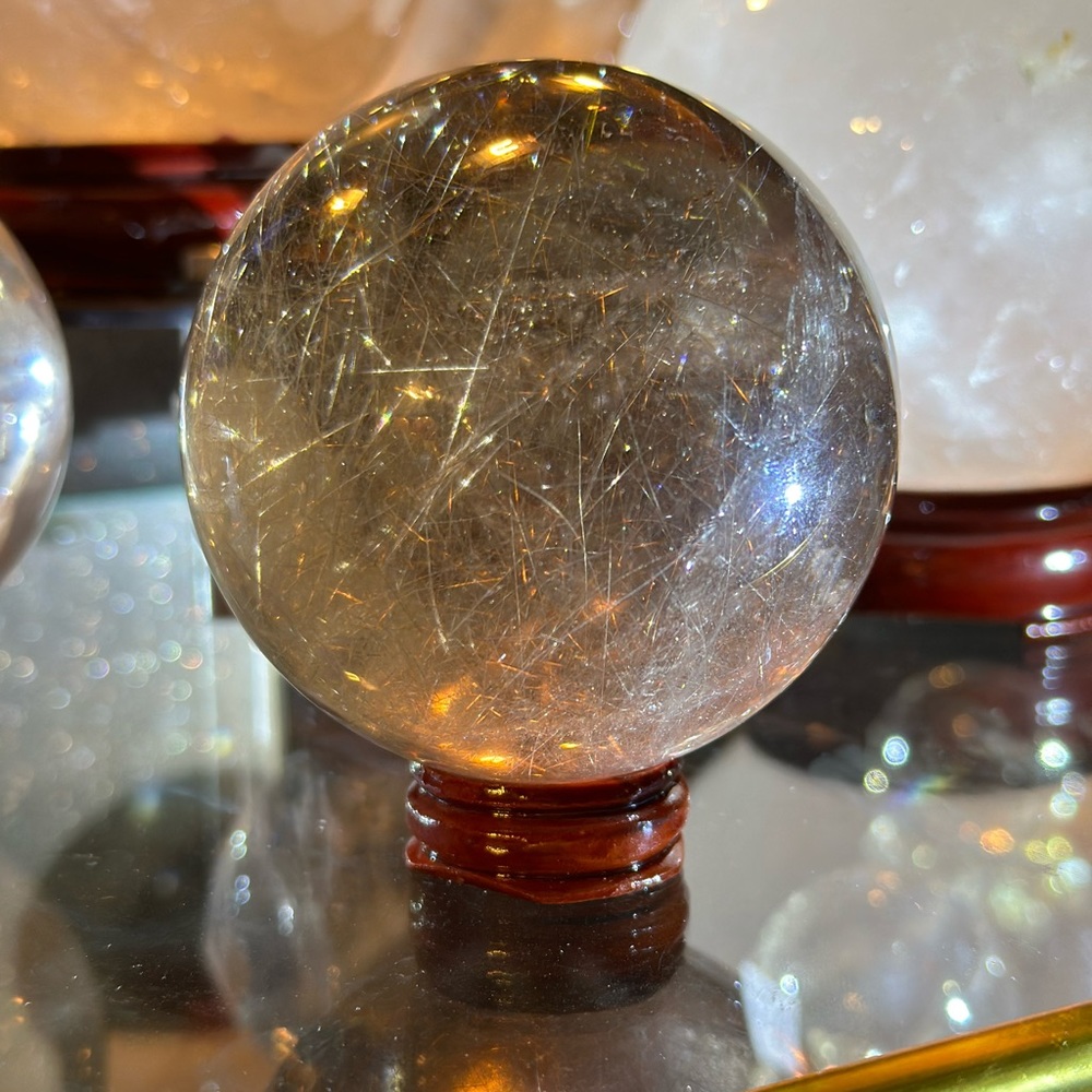 Golden Rutile Smoky Quartz sphere orb magic ball